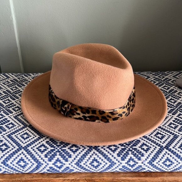 Halogen (by Nordstrom) || Animal Print Print Trim Wool Felt Panama Hat - Picture 4 of 8